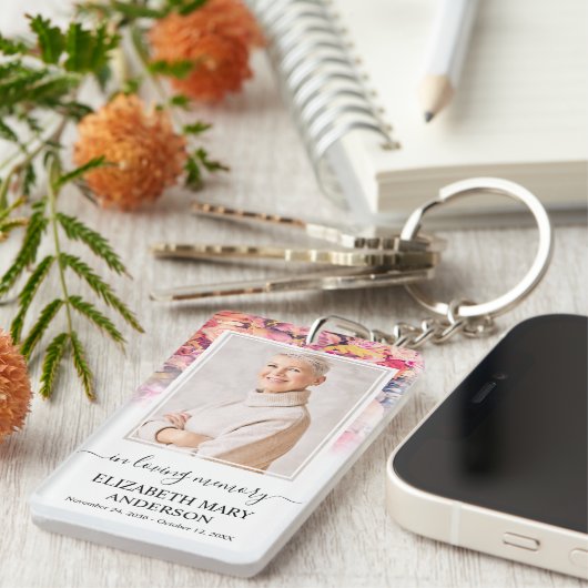 Memorial foto in liefdevolle herinnering Bright Fl Sleutelhanger (Voorkant Rechts)