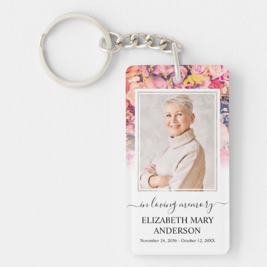 Memorial foto in liefdevolle herinnering Bright Fl Sleutelhanger (Voorkant)