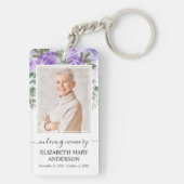 Memorial foto in liefdevolle herinnering Paarse bl Sleutelhanger (achterkant)