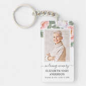 Memorial foto in liefdevolle herinnering roze witt sleutelhanger (Voorkant)