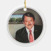 Memorial FOTO INITIALEN Pattern Modern Keepsake Keramisch Ornament (Achterkant)