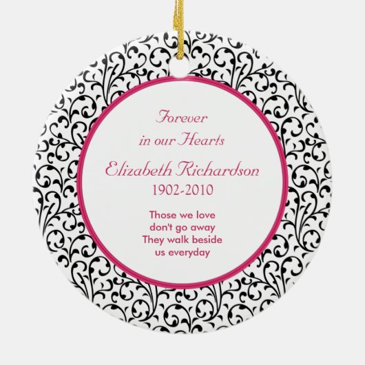 Memorial Foto Kerst Ornament Chic Bloemen Roze (Achterkant)