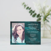 Memorial Foto Marble Green Celebration of Life Uitnodiging Briefkaart (Staand voorkant)