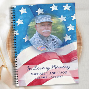 Memorial Foto Militair Funeral Guestbook US Flag Notitieboek
