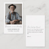 Memorial foto minimale aandenken visitekaartje (Voorkant / Achterkant)