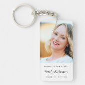 Memorial Foto | Modern script begrafenis Sleutelhanger (Voorkant)