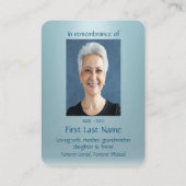 Memorial Foto Prayer Barn Owl Bird Natuur Visitekaartje (Achterkant)