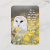Memorial Foto Prayer Barn Owl Bird Natuur Visitekaartje (Voorkant)