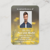 Memorial Foto Prayer Barn Owl Bird Natuur Visitekaartje (Achterkant)