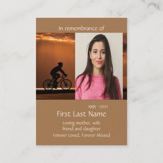 Memorial Foto Prayer Biking Cycling Bike Business Visitekaartje (Achterkant)