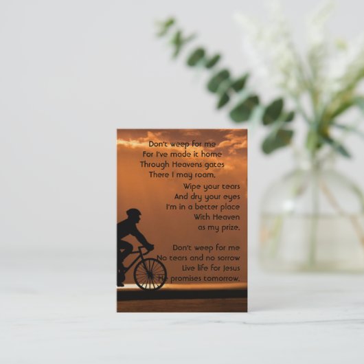 Memorial Foto Prayer Biking Cycling Bike Business Visitekaartje (Staand voorkant)