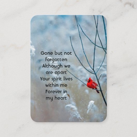 Memorial Foto Prayer Cardinaal Red Bird Visitekaartje (Voorkant)