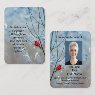 Memorial Foto Prayer Cardinaal Red Bird Visitekaartje