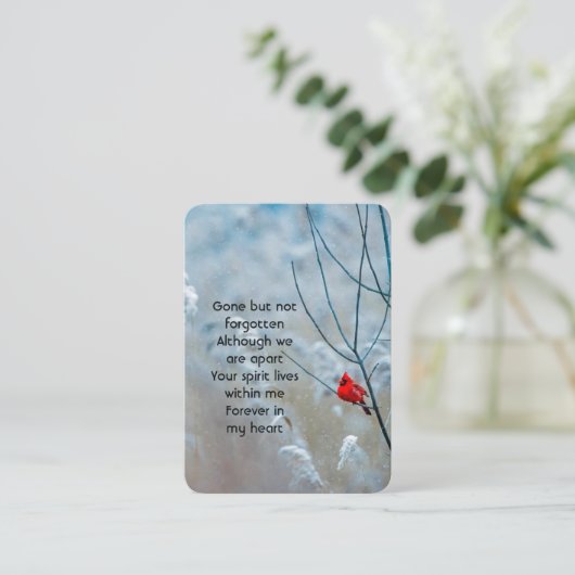 Memorial Foto Prayer Cardinaal Red Bird Visitekaartje (Staand voorkant)