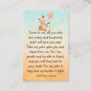 Memorial Foto Prayer Cute Little Fox Animal Child Visitekaartje