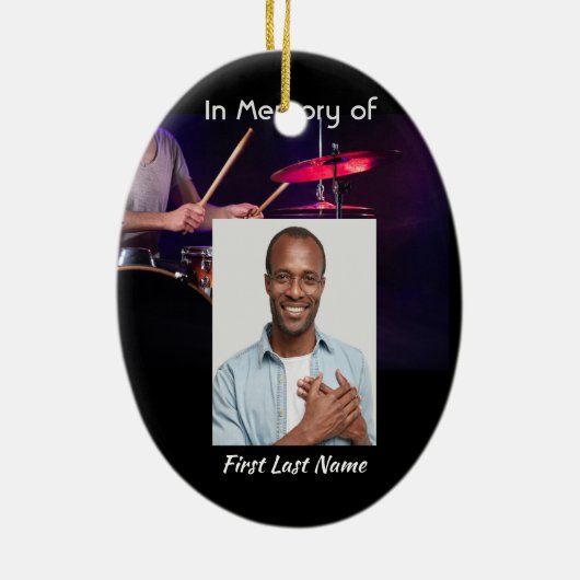 Memorial Foto Prayer Drummer Drums Band Keramisch Ornament (Achterkant)
