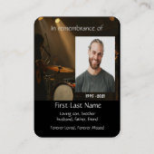 Memorial Foto Prayer Drummer Drums Band Visitekaartje (Achterkant)