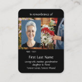 Memorial Foto Prayer Florist Flower Arling Visitekaartje (Achterkant)