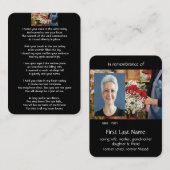 Memorial Foto Prayer Florist Flower Arling Visitekaartje (Voorkant / Achterkant)