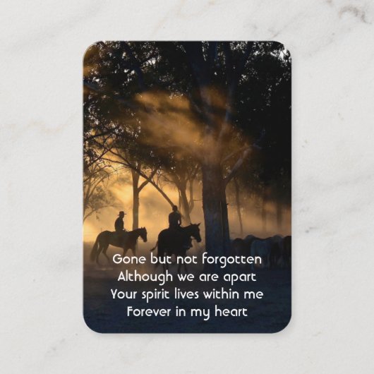 Memorial Foto Prayer Forest Trail Walk Horses Visitekaartje (Voorkant)