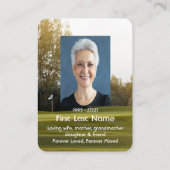 Memorial Foto Prayer Golfer Golf Course Golfing B Visitekaartje (Achterkant)