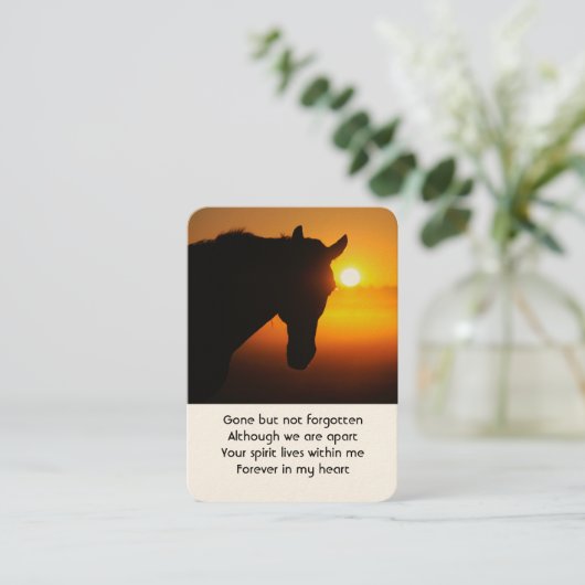 Memorial Foto Prayer Horse Silhouette Visitekaartje (Staand voorkant)