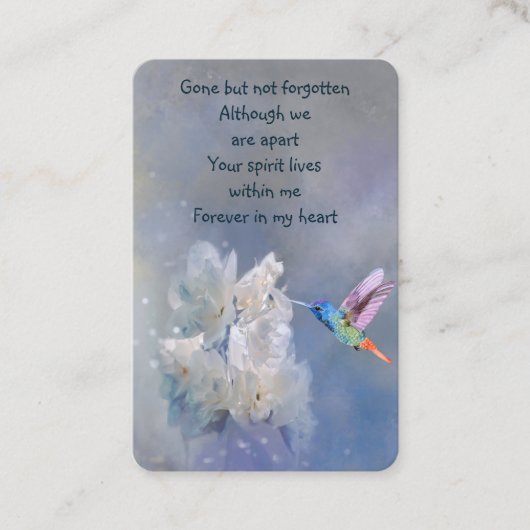 Memorial Foto Prayer Hummingbird White Flowers Bu Visitekaartje (Voorkant)