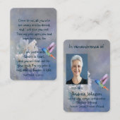 Memorial Foto Prayer Hummingbird White Flowers Visitekaartje (Voorkant / Achterkant)