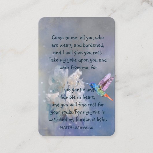 Memorial Foto Prayer Hummingbird White Flowers Visitekaartje (Voorkant)