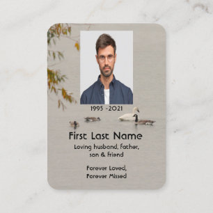 Memorial Foto Prayer Lake Pond Park Geese Swam Visitekaartje