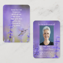 Memorial Foto Prayer Lavender Hummingbird Garden Visitekaartje