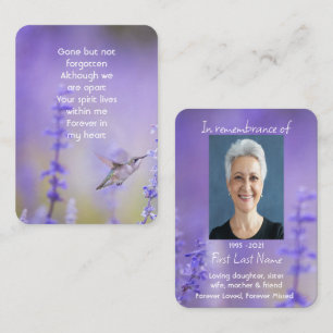 Memorial Foto Prayer Lavender Hummingbird Garden Visitekaartje