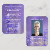 Memorial Foto Prayer Lavender Hummingbird Garden Visitekaartje (Voorkant / Achterkant)