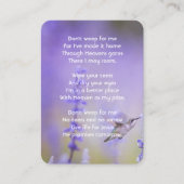 Memorial Foto Prayer Lavender Hummingbird Garden Visitekaartje (Voorkant)