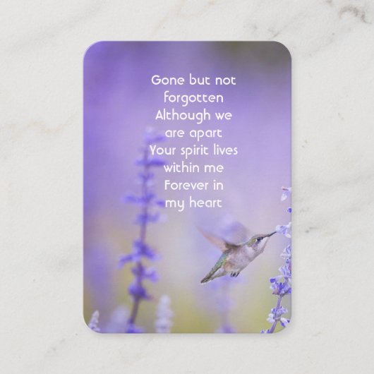Memorial Foto Prayer Lavender Hummingbird Garden Visitekaartje (Voorkant)