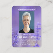 Memorial Foto Prayer Lavender Hummingbird Garden Visitekaartje (Achterkant)