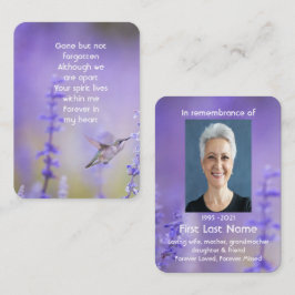Memorial Foto Prayer Lavender Hummingbird Garden Visitekaartje