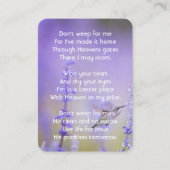 Memorial Foto Prayer Lavender Hummingbird Visitekaartje (Voorkant)