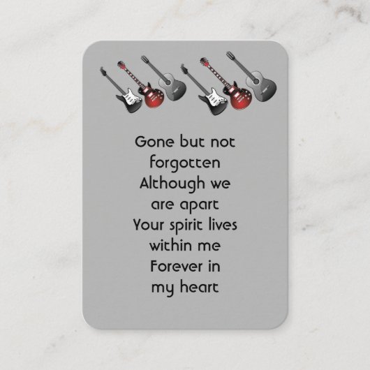 Memorial Foto Prayer Musician Guitar Music Visitekaartje (Voorkant)