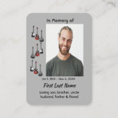 Memorial Foto Prayer Musician Guitar Music Visitekaartje (Achterkant)