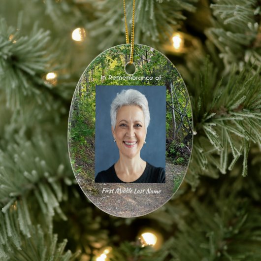 Memorial Foto Prayer Path Trail Forest Treils Keramisch Ornament (Boom)