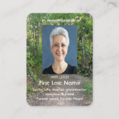 Memorial Foto Prayer Path Trail Forest Treils Visitekaartje (Achterkant)