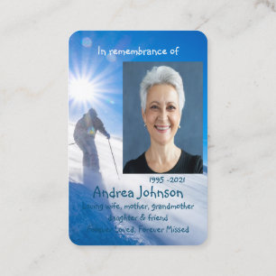 Memorial Foto Prayer Skiing Skier Ski Mountain Visitekaartje