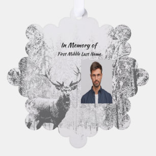 Memorial Foto Prayer Stag Deer Forest Winter Wild Ornament Kaart