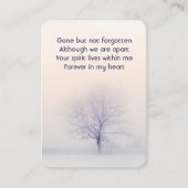 Memorial Foto Prayer Trees White Calm Peaceful Visitekaartje (Voorkant)