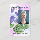 Memorial Foto Prayer Wild Violet Pocket Custom Visitekaartje (Achterkant)