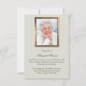 Memorial Foto Sympathie Begrafenis Dank u kaart (Achterkant)