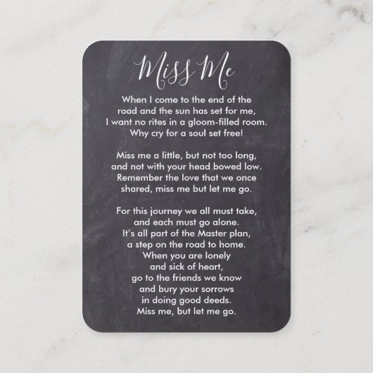 Memorial Foto Sympathie Poem Funeral Prayer Kaart Contactkaartje (Achterkant)