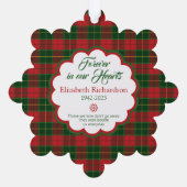 Memorial Foto Tartan Pset Pine Boughs Kerstmis Ornament Kaart (Achterkant)