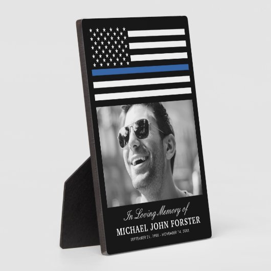 Memorial Foto van politie Thin Blue Line Fotoplaat (Zijkant)